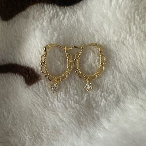 Small Elegant Gold Hoop Earrings with Crystal Accents